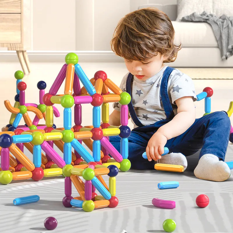 A Kid Building Blocks Montessori Educational Toys
